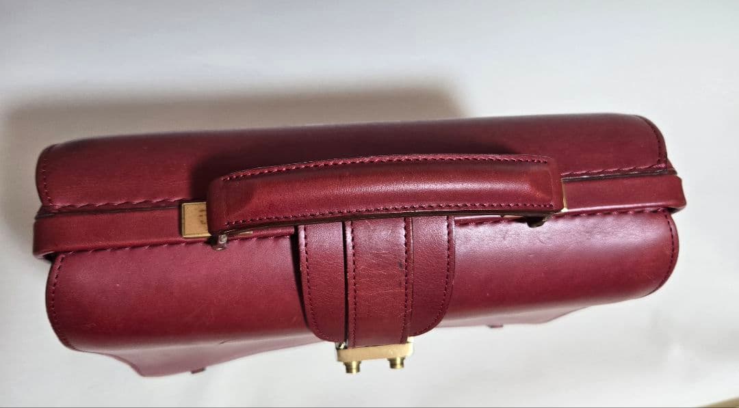 ダレスバッグ　赤　ボルドー　ワインレッド　深紅　ミニ　ドクターバッグ