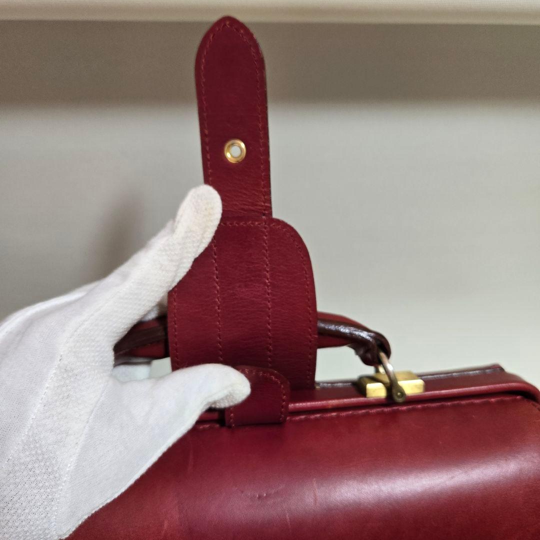 ダレスバッグ　赤　ボルドー　ワインレッド　深紅　ミニ　ドクターバッグ