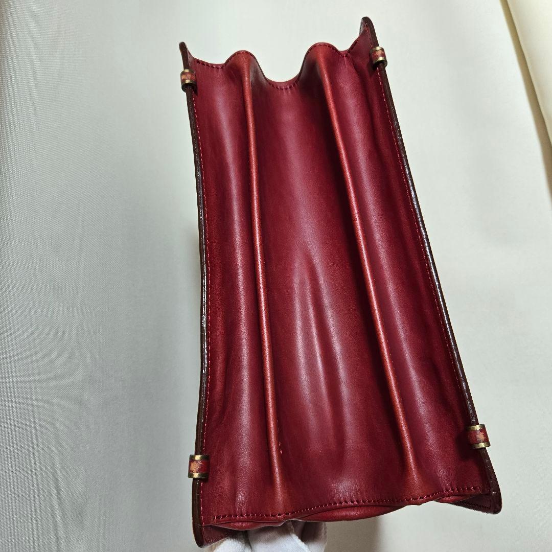 ダレスバッグ　赤　ボルドー　ワインレッド　深紅　ミニ　ドクターバッグ