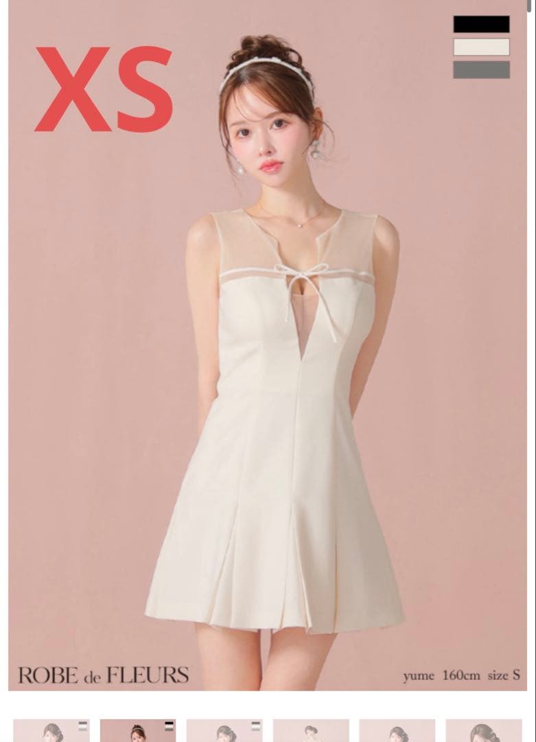 ROBE de FLEURS センターリボンシアーチュールフレアミニキャバドレス