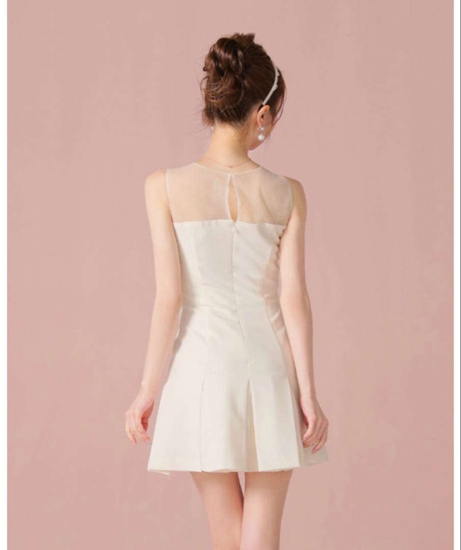 ROBE de FLEURS センターリボンシアーチュールフレアミニキャバドレス