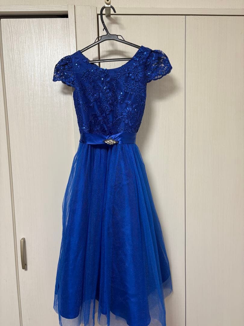 美品！青い鳥ドレスショップ子ども用ピアノ発表会ドレス青色