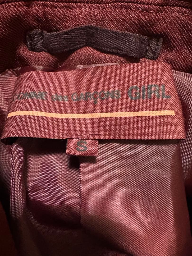 美品　コムデギャルソンガール　ボルドーポリ縮絨ショートジャケット