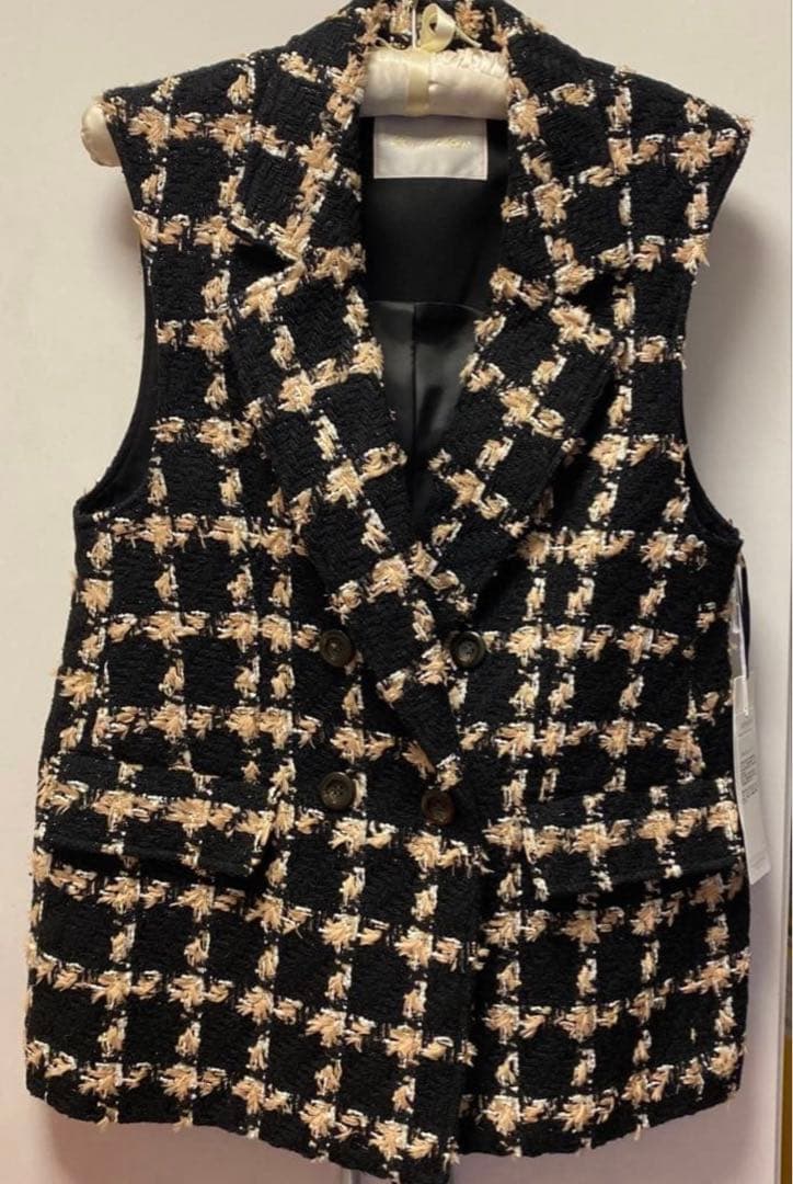 新品[グレースコンチネンタル　25AW フェザーチェックツイードジレ　36