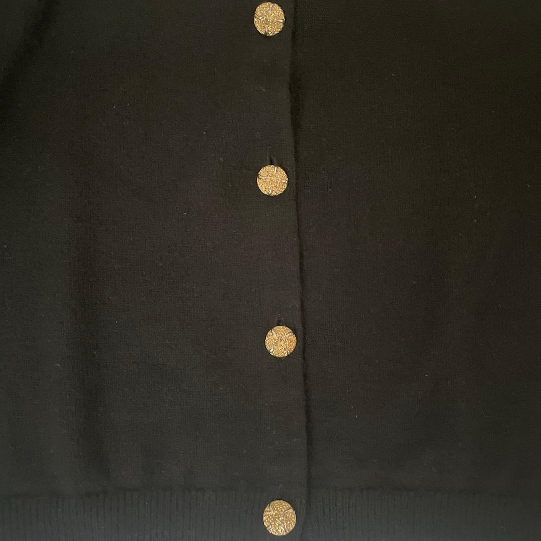 Ballantyn バランタインカシミヤ 黒 金ボタン カーディガン 40