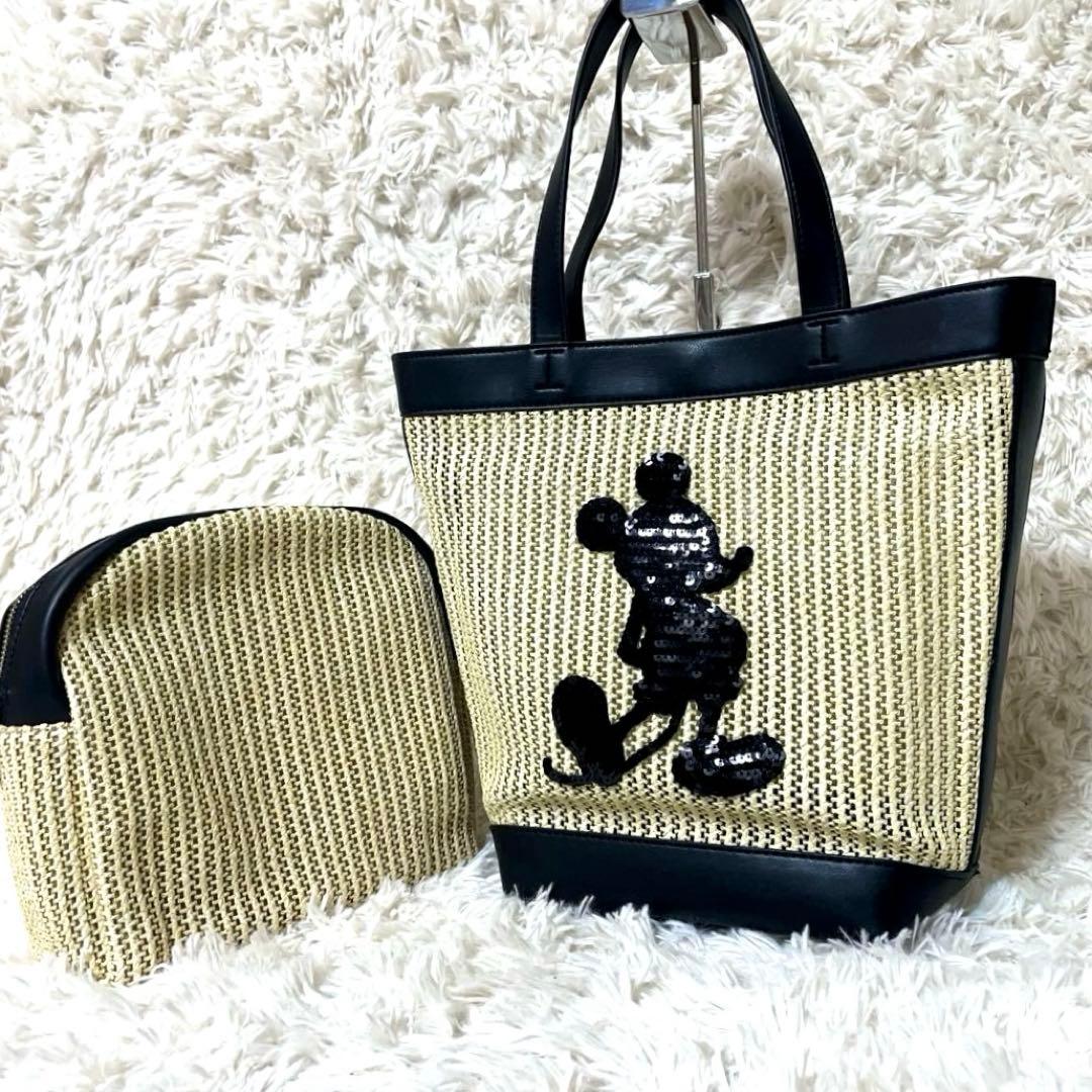 Leilian レリアン カゴバッグ ポーチ付き Disney ミッキー 極美品