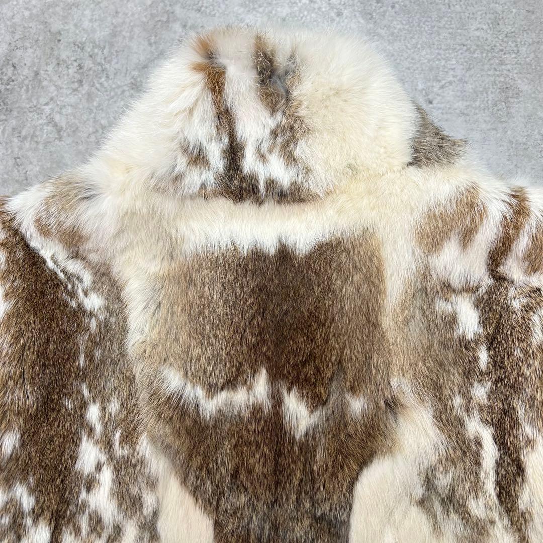 ラビットファー　レザージャケット　アニマル　ポケット付き