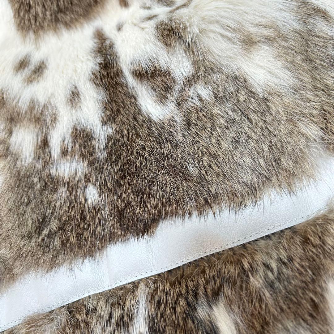 ラビットファー　レザージャケット　アニマル　ポケット付き