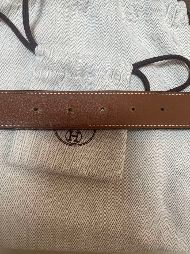 HERMES エルメス H型ゴールド　バックル リバーシブル　ベルト　85