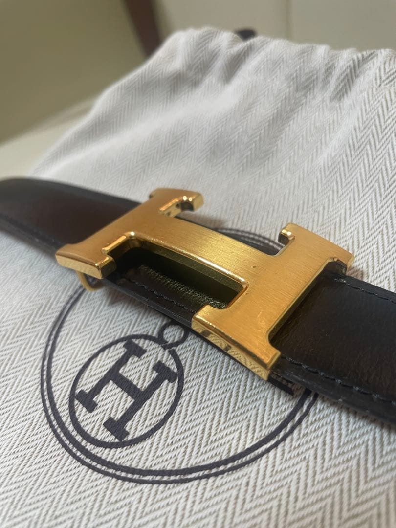 HERMES エルメス H型ゴールド　バックル リバーシブル　ベルト　85