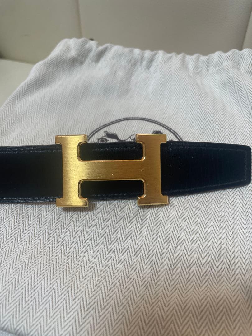 HERMES エルメス H型ゴールド　バックル リバーシブル　ベルト　85