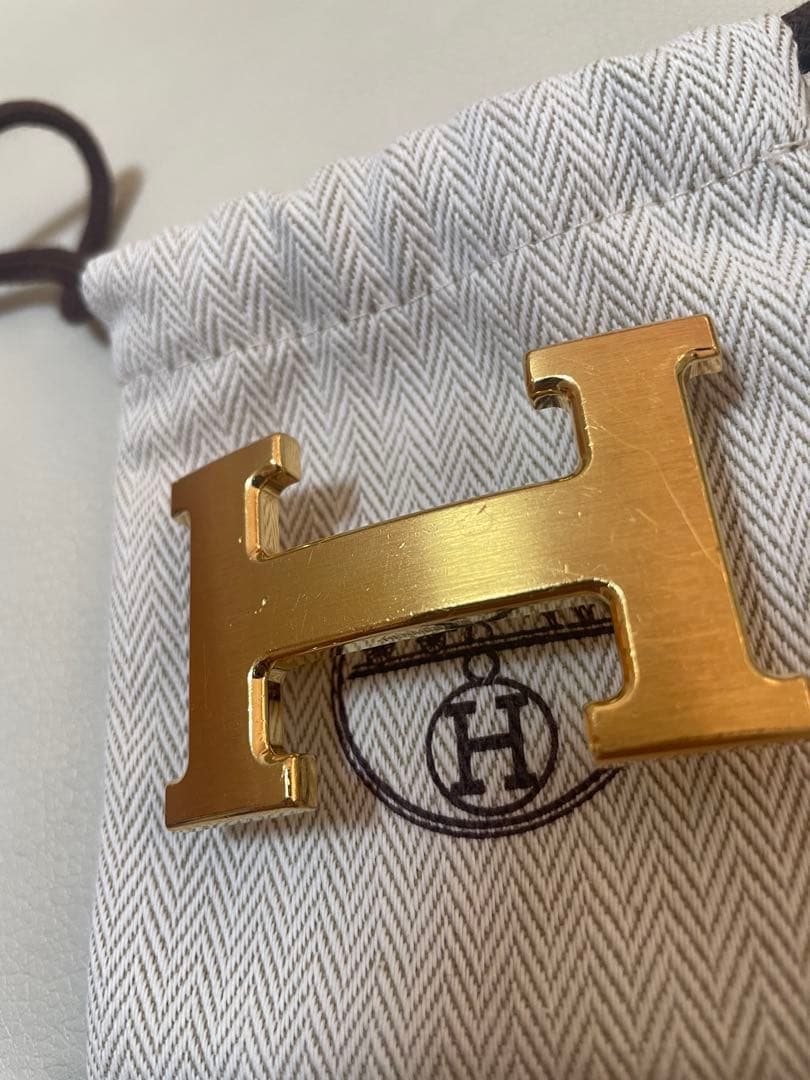 HERMES エルメス H型ゴールド　バックル リバーシブル　ベルト　85