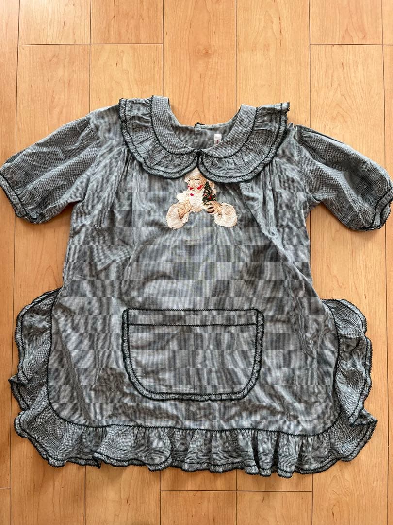 ワンダフルワールドKANEKO ISAO サンタ　半袖ブラウス　グリーンチェック