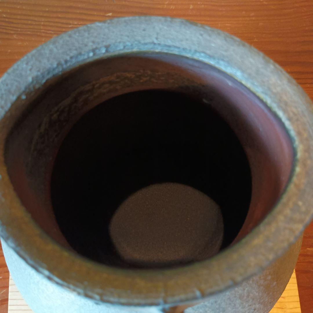希少　藤原雄　備前　人面壺　　胡麻