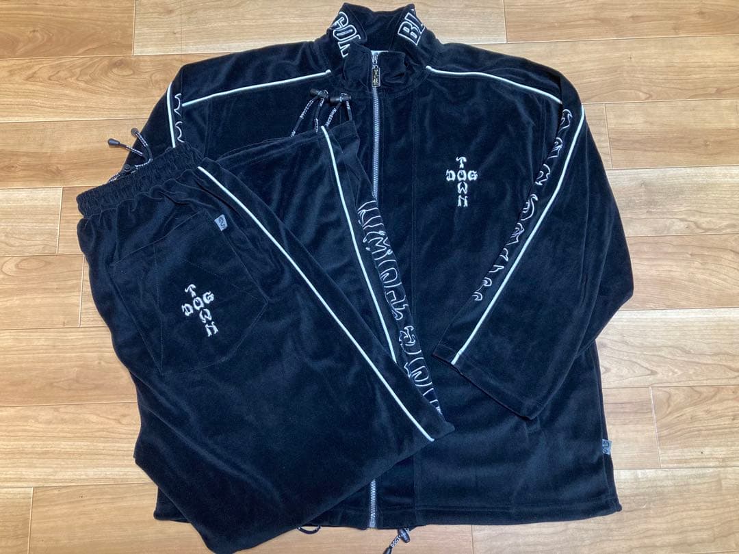 00s dog town XL ベロア セットアップ 刺繍ロゴ ドッグタウン