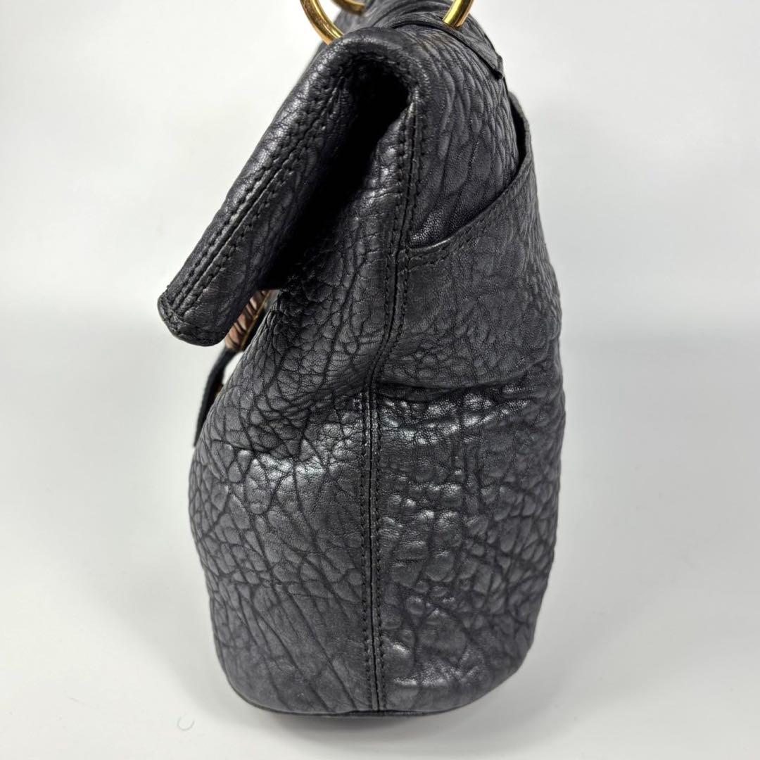 極美品　ブルガリ レオーニ ハンドバッグ ライオン シボ革 カード有