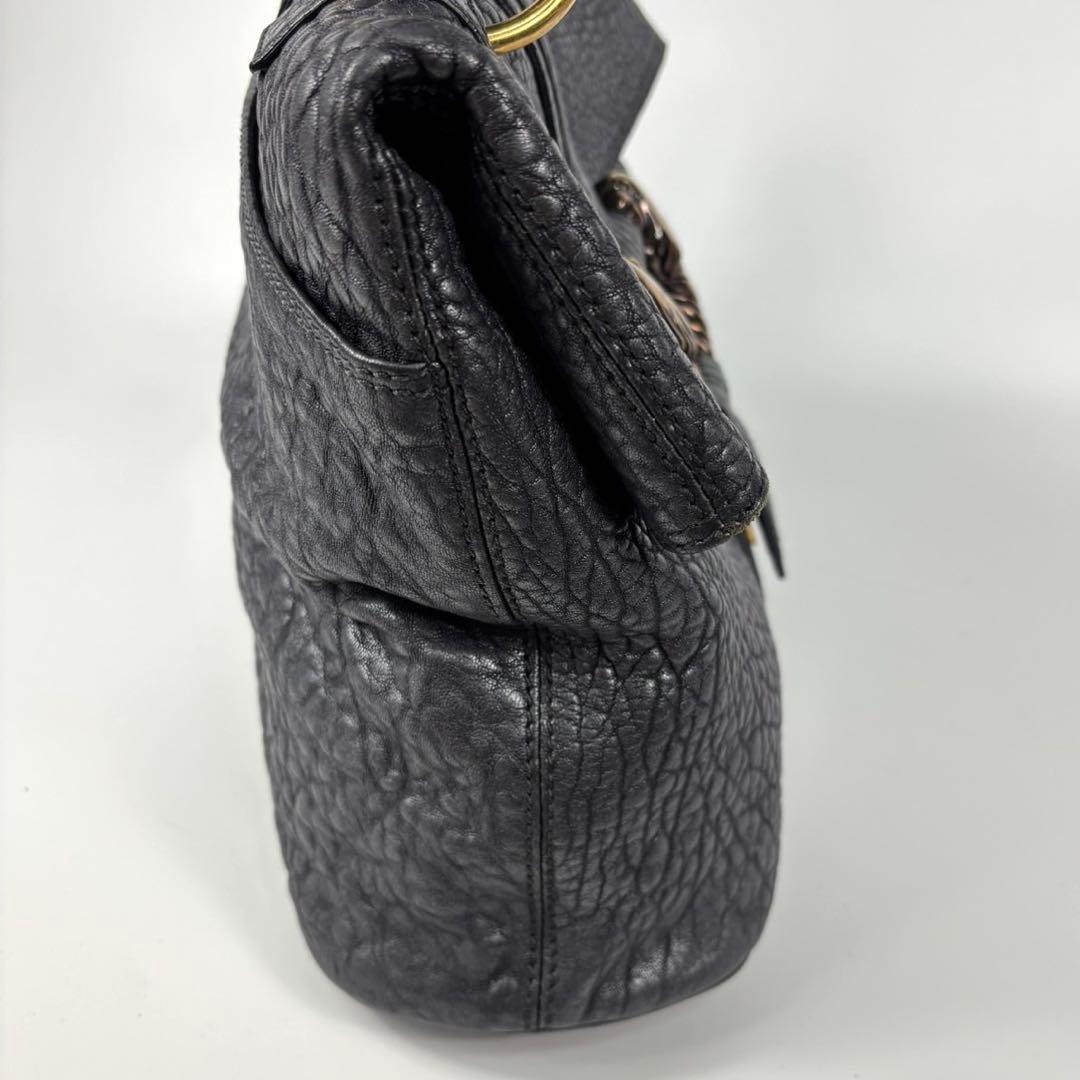 極美品　ブルガリ レオーニ ハンドバッグ ライオン シボ革 カード有