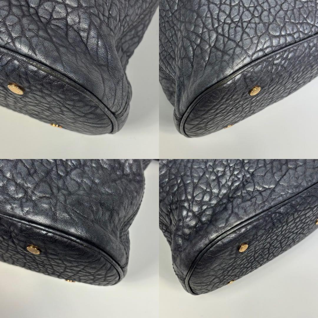 極美品　ブルガリ レオーニ ハンドバッグ ライオン シボ革 カード有