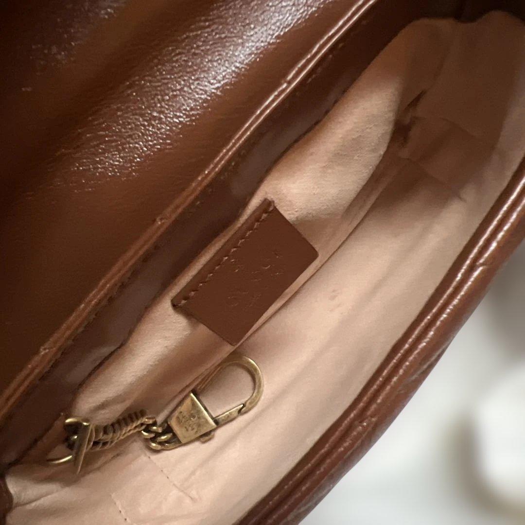 GUCCI 「GG マーモント」ミニショルダーバック　ブラウン