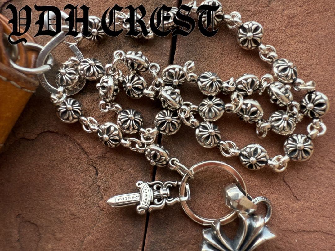 新入荷　バイカー必須　フラワークロスウォレットチェーン　刻印有り　MLCN05