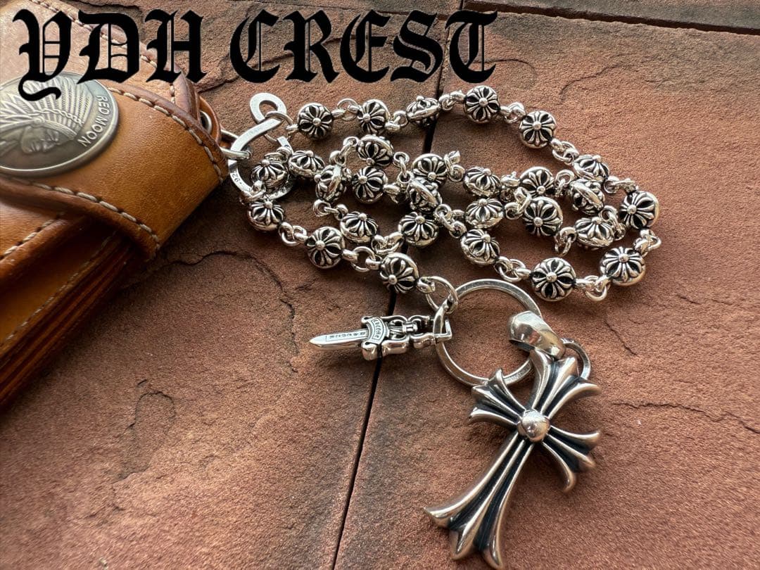 新入荷　バイカー必須　フラワークロスウォレットチェーン　刻印有り　MLCN05