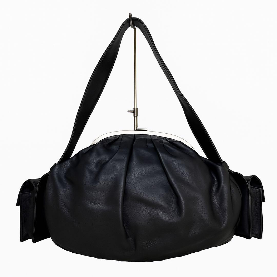 Jean Paul GAULTIER ゴルチエがま口　黒レザー ショルダーバッグ