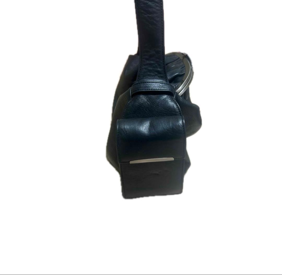 Jean Paul GAULTIER ゴルチエがま口　黒レザー ショルダーバッグ