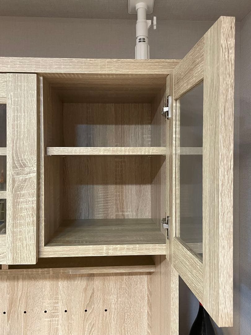 LOWYA 食器棚 レンジボード 幅90 ＆家具転倒防止突っ張り棒