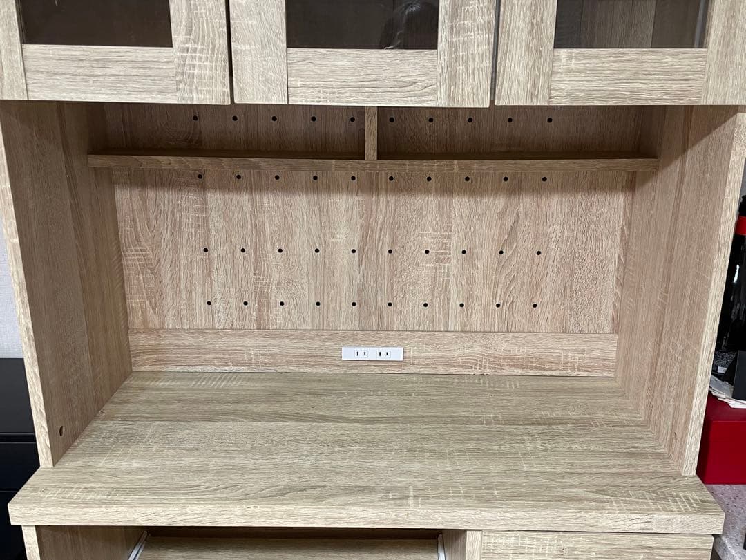 LOWYA 食器棚 レンジボード 幅90 ＆家具転倒防止突っ張り棒