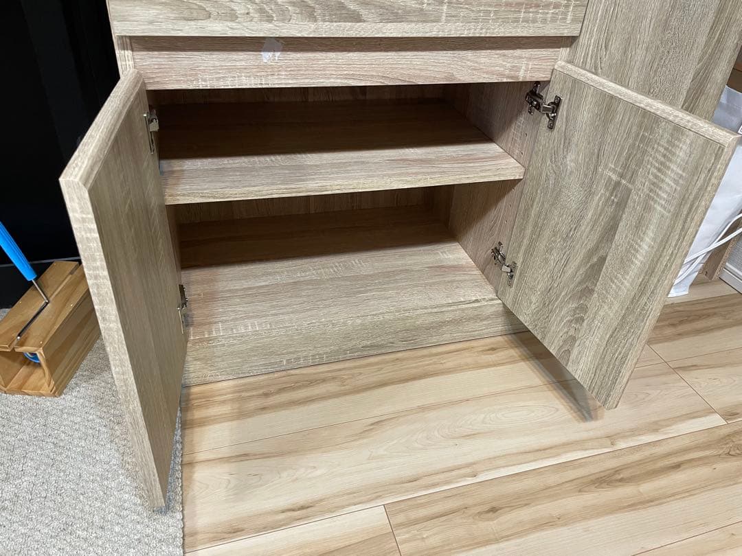 LOWYA 食器棚 レンジボード 幅90 ＆家具転倒防止突っ張り棒