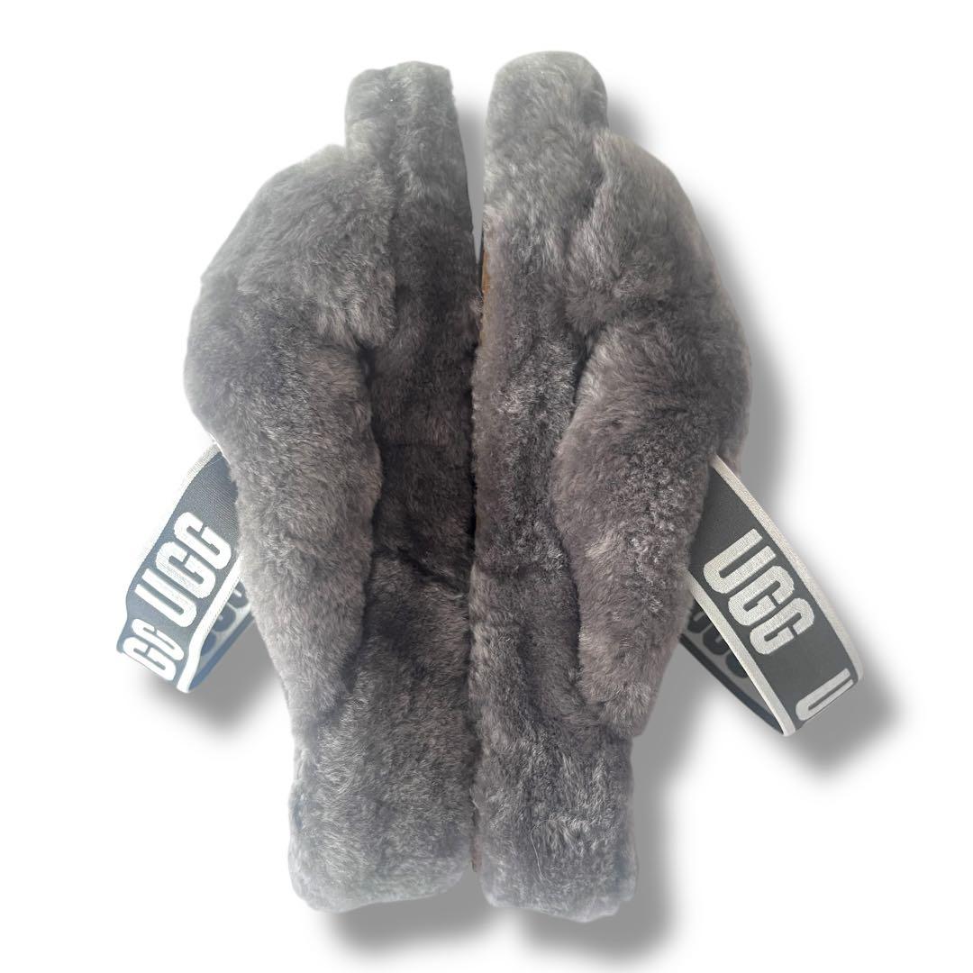 UGG アグ グレー ファーサンダル ファブ イヤー FAB YEAH 24cm