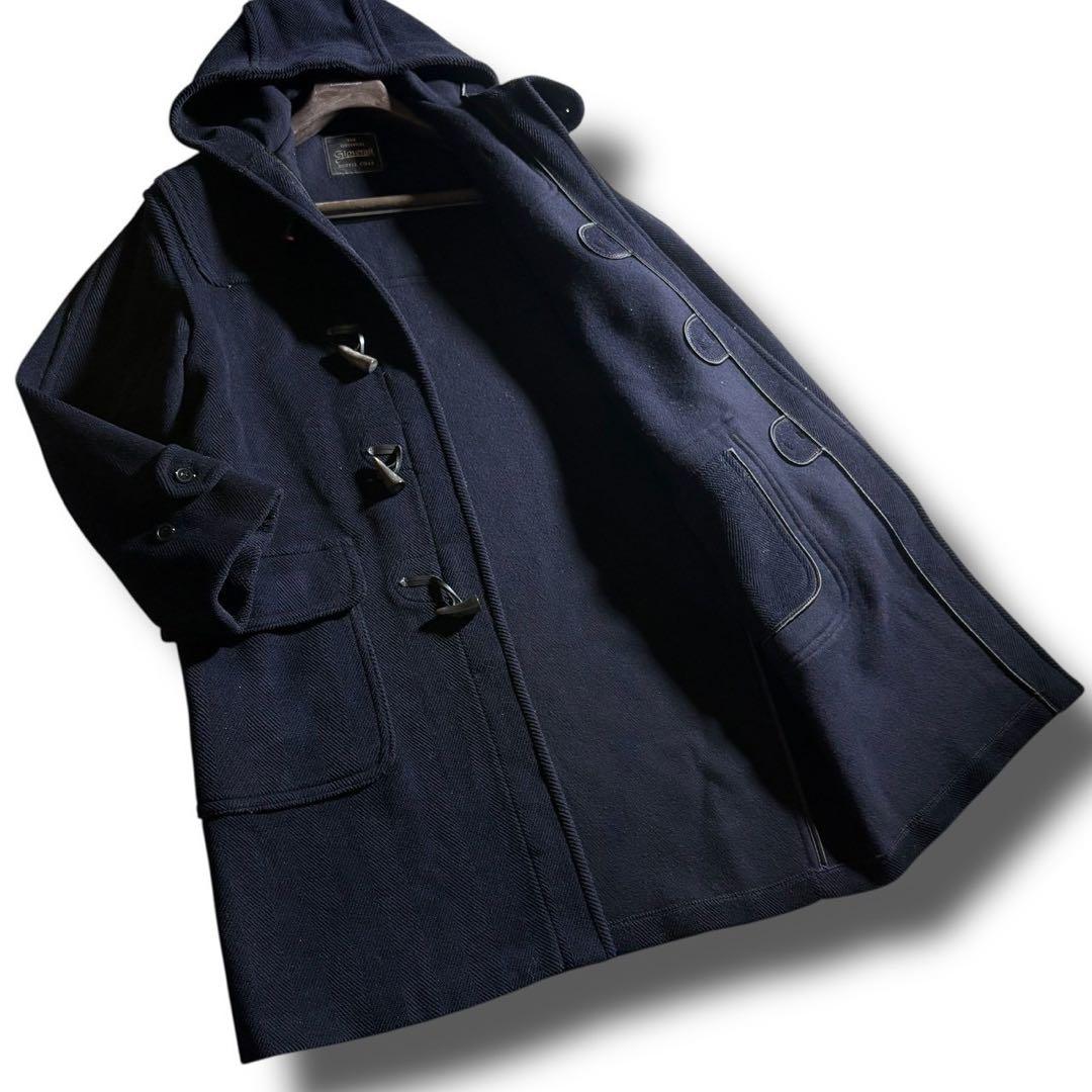 美品■ グローバーオール　ダブフルコート　ヘリンボーン　ネイビー　英国製　38