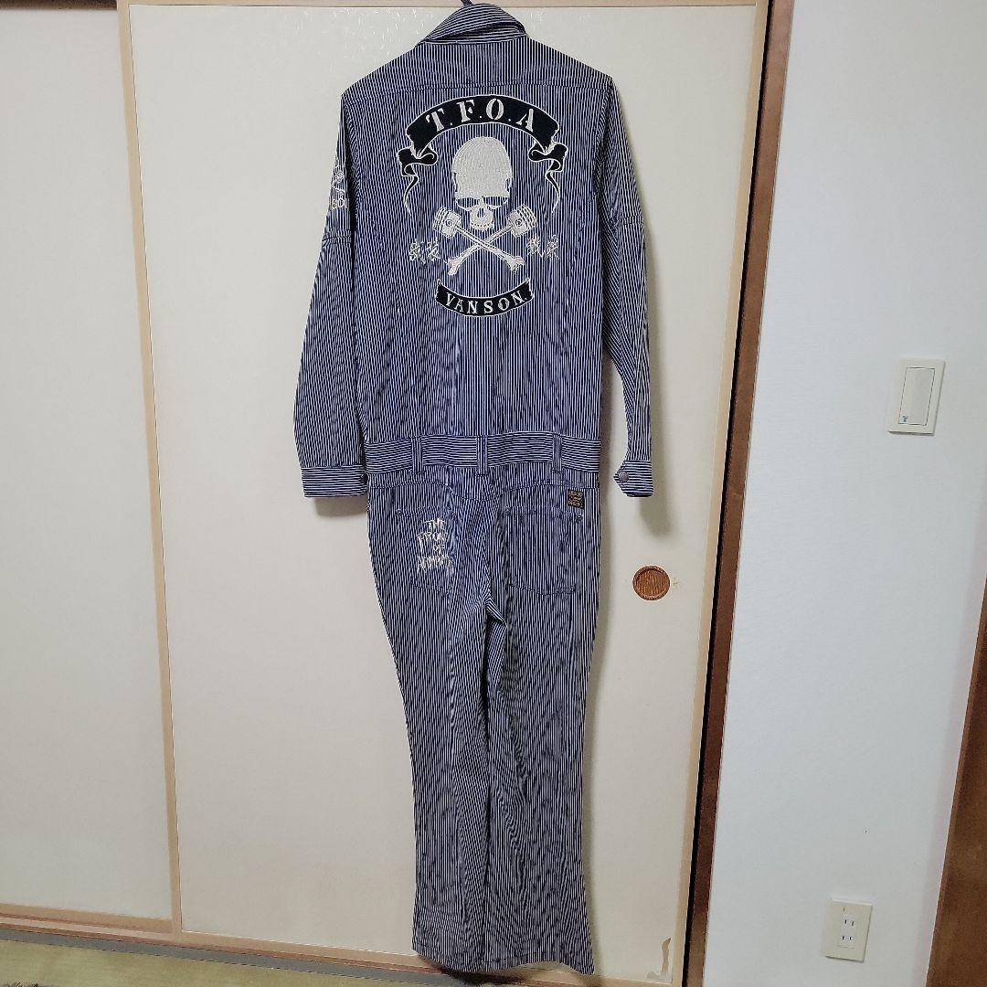 VANSON ストライプ オーバーオール