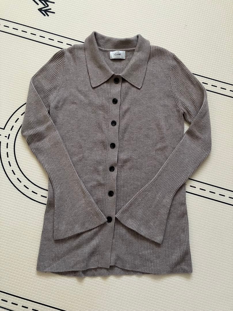 トップス CLANE COLLAR RIB CARDIGAN