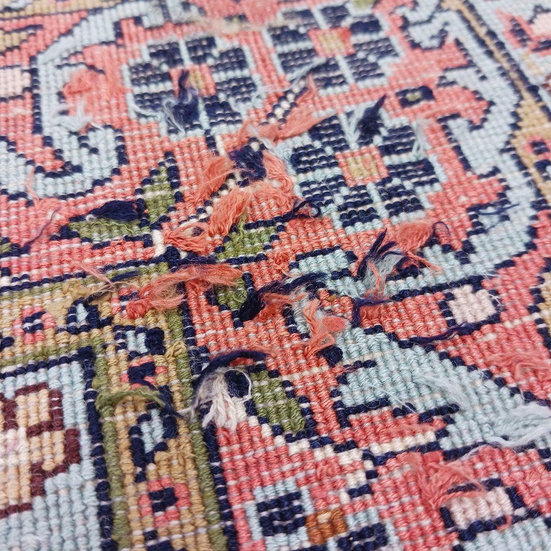 Y3203 インド カシミールシルク 絨毯 手織り 153×94㎝