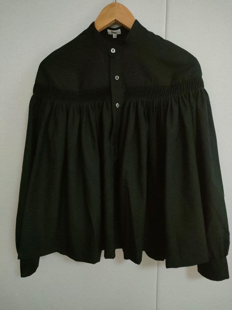 Scyeブラックギャザーブラウスシャツ サイズ38