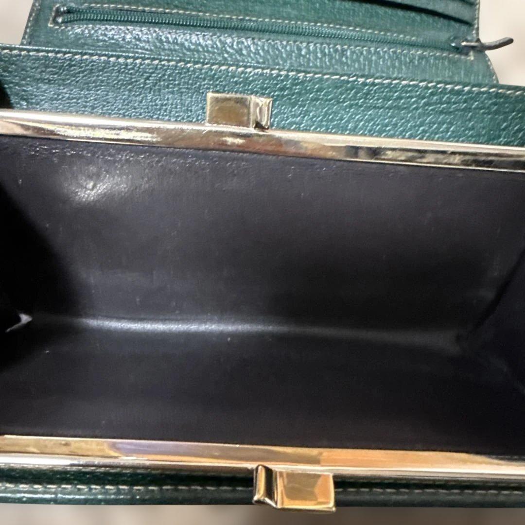 Gucci GGパターン 長財布 グリーン ベージュがま口