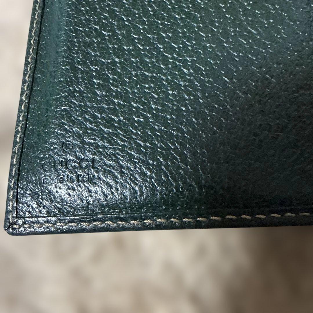 Gucci GGパターン 長財布 グリーン ベージュがま口