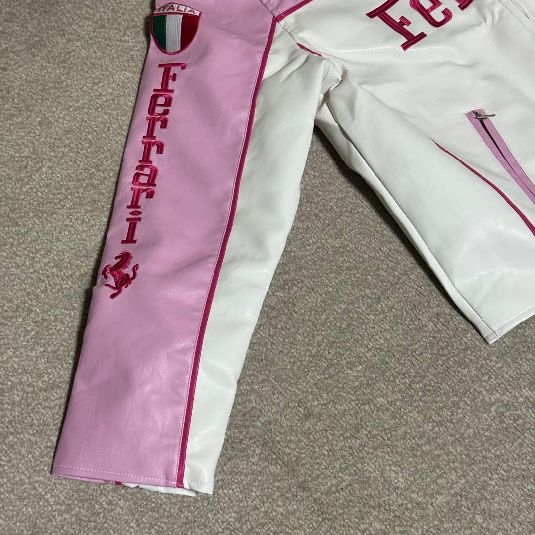 Ferrari フェラーリ レザージャケット 未使用 M ピンク×ホワイト