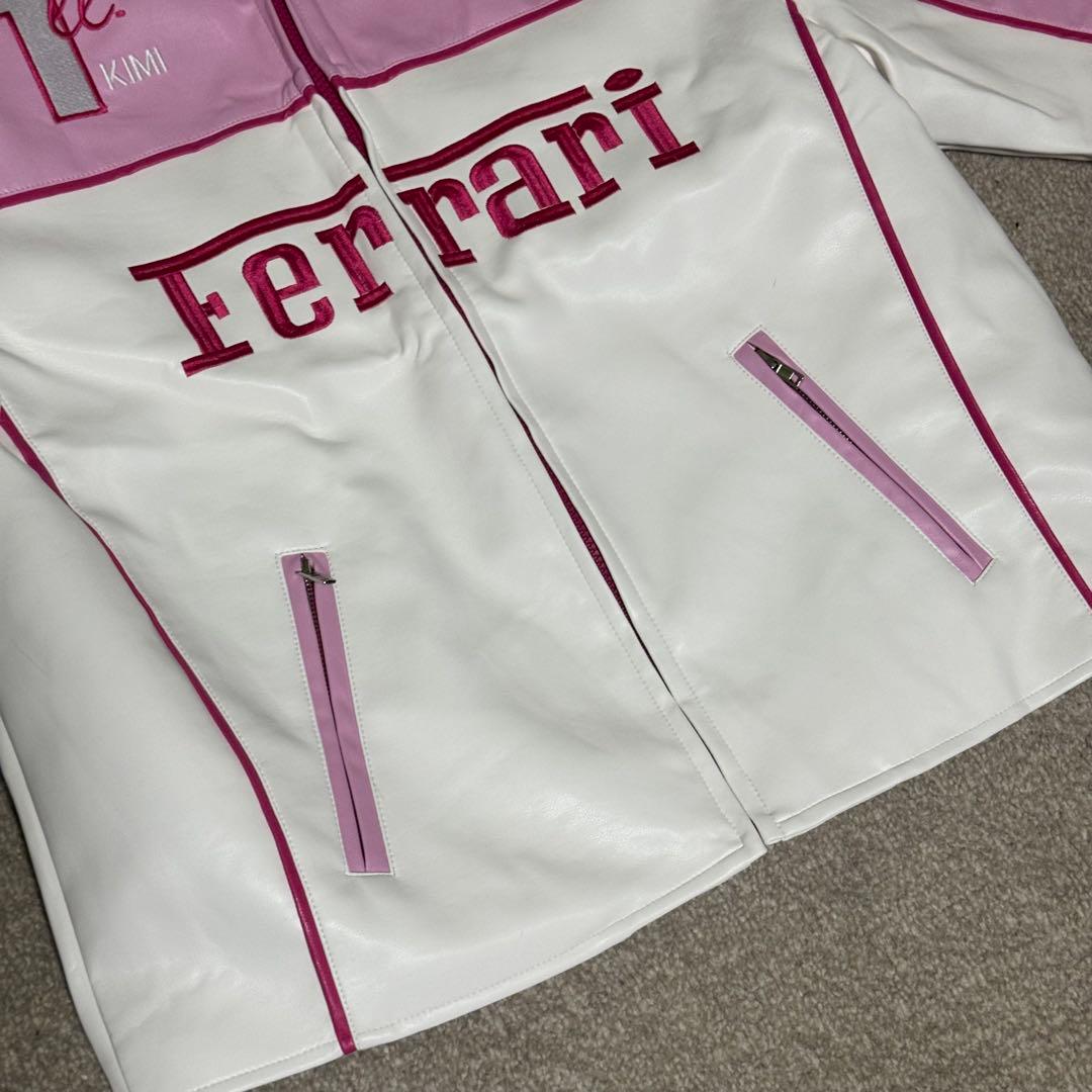 Ferrari フェラーリ レザージャケット 未使用 M ピンク×ホワイト