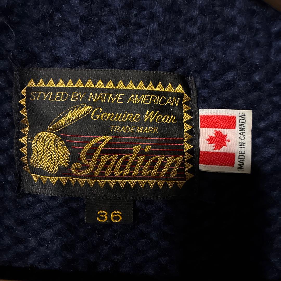 カナダ製 KANATA Indian カウチンセーター SIZE36 肉厚