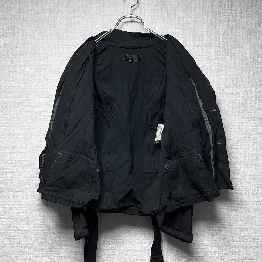 ローブドシャンブル コムデギャルソン ポリ縮絨 ベルトジャケット ハーネス調 黒