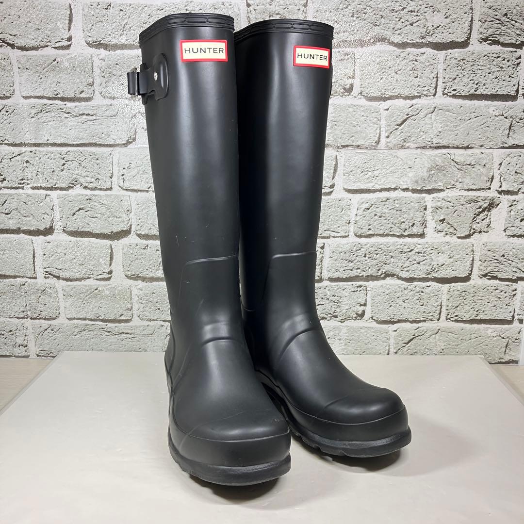 【試着程度】HUNTER レインブーツ 黒 ロング ラバー メンズ UK7