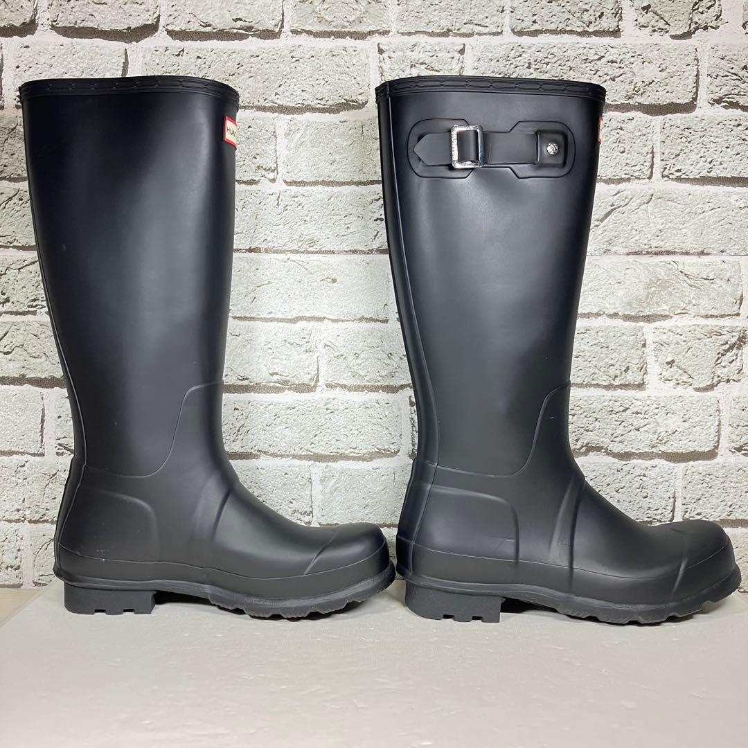【試着程度】HUNTER レインブーツ 黒 ロング ラバー メンズ UK7