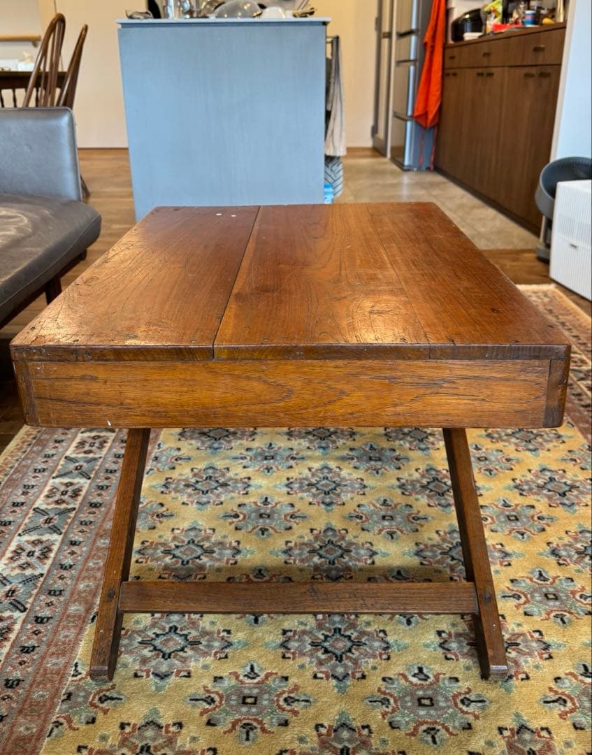 タイ・チェンマイ ヴィンテージ　ローテーブル(折りたたみ式)