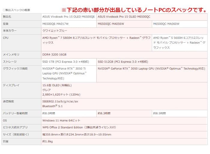 超美品 ASUS Vivobook Pro 15 OLED / GPU搭載モデル