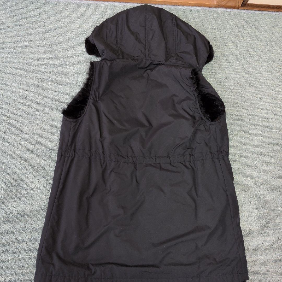 ア*ア様 フード付き ブラックミンクリバーシブルジレ