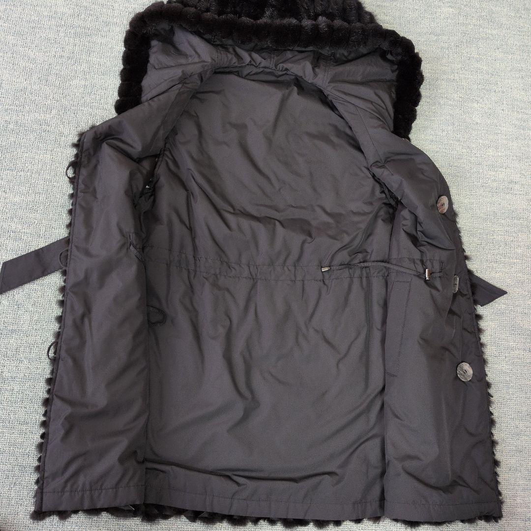 ア*ア様 フード付き ブラックミンクリバーシブルジレ