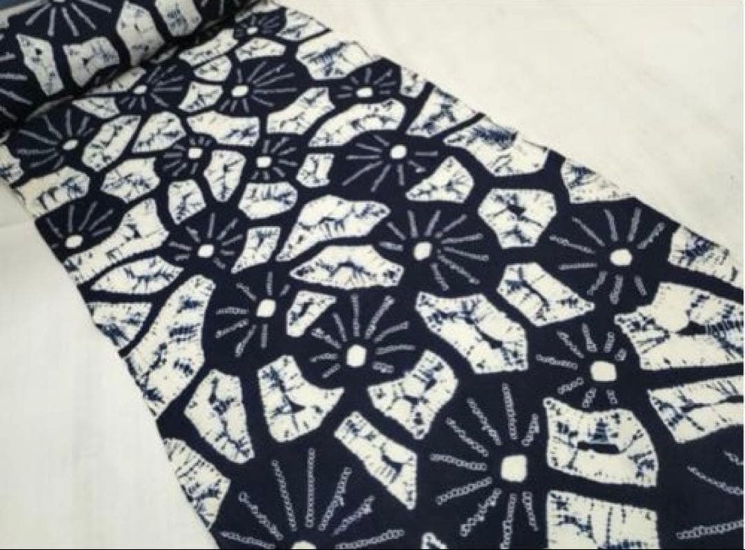 浴衣　有松鳴海絞り　反物　着尺　絞り　花尽くし　綿　逸品　新品未使用　紺
