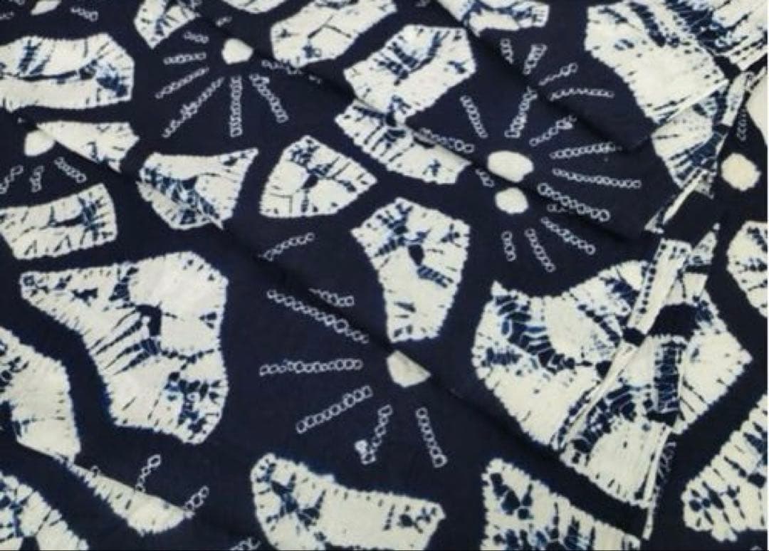 浴衣　有松鳴海絞り　反物　着尺　絞り　花尽くし　綿　逸品　新品未使用　紺